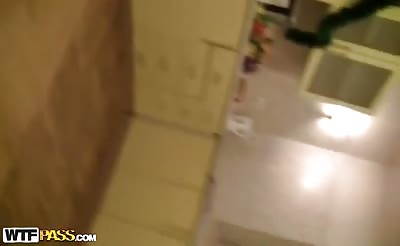 Redhead student fucked hard in bathroom