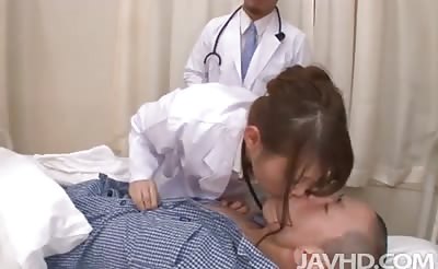 JavHD - Instead of mouth to mouth nurse Ebihara Arisa goes cock to mouth to revive her patient