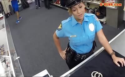 Big ass Latin police officer fucked hard by pervert pawn guy