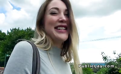 Busty blonde Brit licked and fucked outdoor