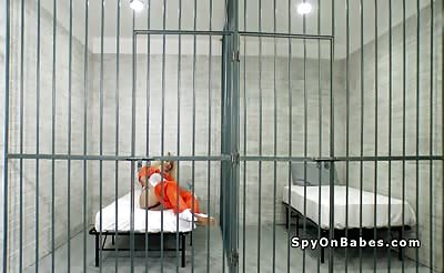 Natural tits blonde bangs in jail cell