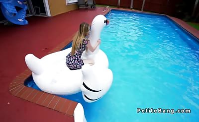 Tall guy bangs petite blonde teen with huge cock