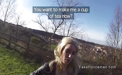 Fake cop bangs blonde and sucks her nipples
