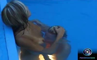 Delicious lesbian sex at the pool with Mary, Juli and Nelli 