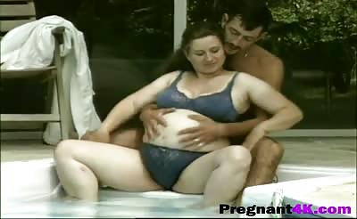Pregnant slut with big tits gets pounded outdoors