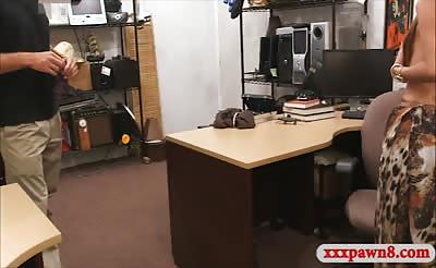 Huge boobs lady drilled by pawn keeper at the pawnshop