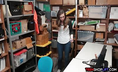 Teen thief tag teamed by security guards in the back office