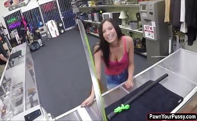 Sexy babe Alexis Deen fucking in the pawnshop for cash