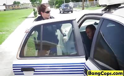 Busty cops banged by black dude