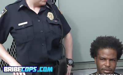 Busty cops banged by black dude