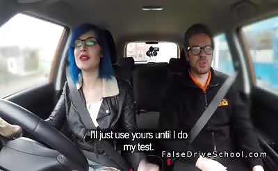 Busty alt hottie anal fuck in car