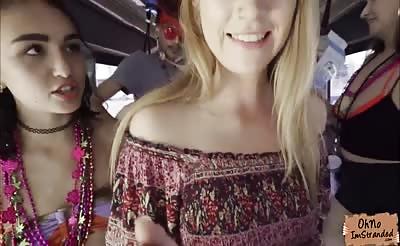 Slutty blonde Arya Fae gets a free ride and fuck in the bus
