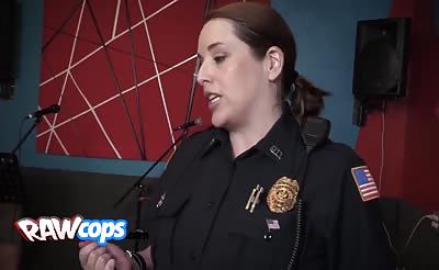 Hot MILF cops sharing a dirty interracial bang