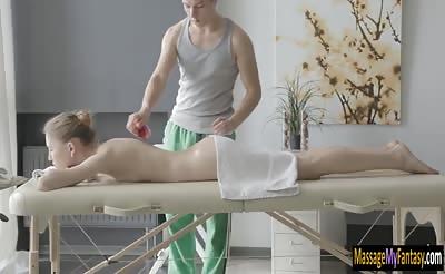 Very slim babe Sofia Russo got massage