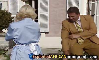 Vintage European interracial threesome porn