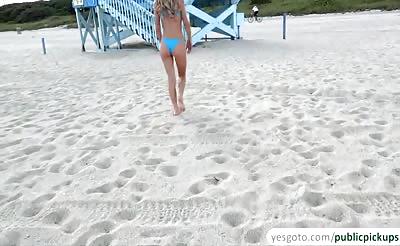 Hot blonde babe Molly Mae fucks a stranger in the beach